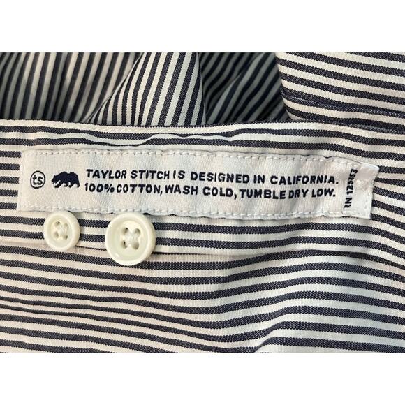 Taylor Stitch Navy Stripe Long Sleeve Men's Casual Button Down Shirt Size 40 - Picture 3 of 5